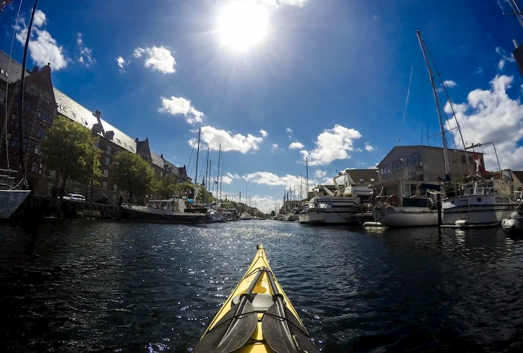 kayak with sun and water